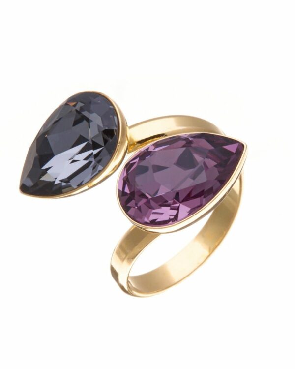 Elegant Crystal Silver Night & Amethyst Ring - Stunning Jewelry Piece